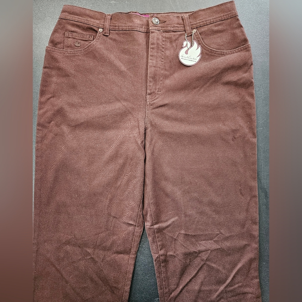 NWT - Vintage Gloria Vanderbilt Brown Stretch Classic Amanda Jeans - Size 14